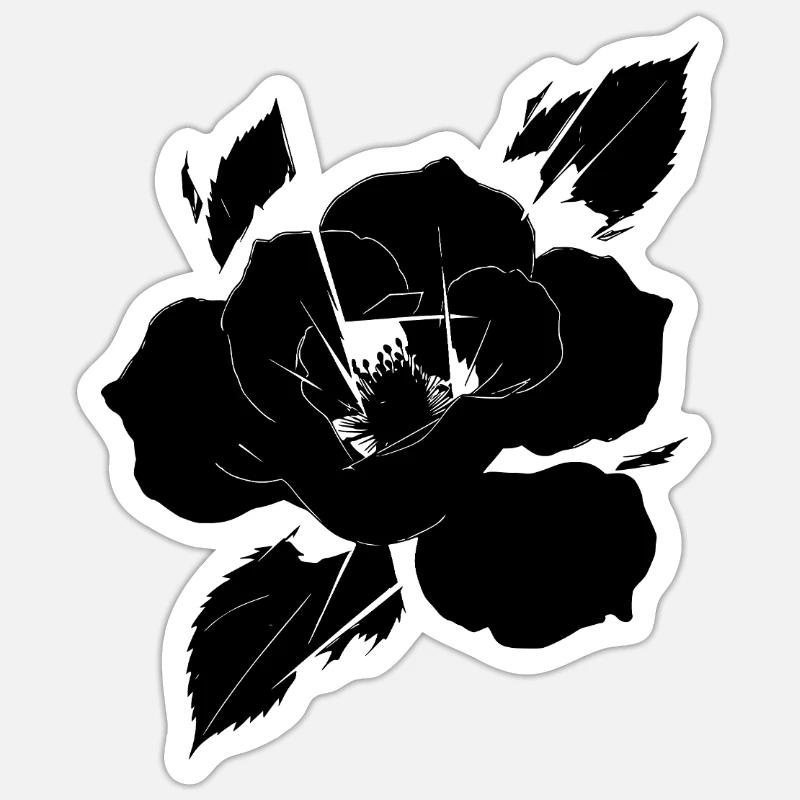 Fragmentierte schwarze Rose - Sticker Größe S (10 x 10 cm) - Mattweiß