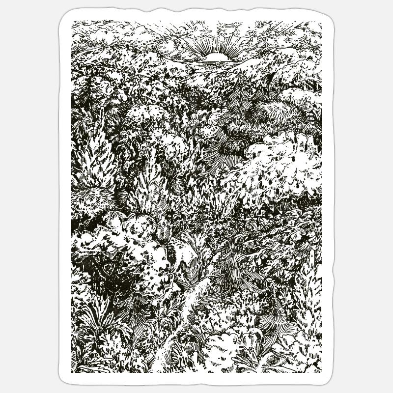 FORÊT À L’AUBE - Sticker taille S (10 x 10 cm) - blanc mat