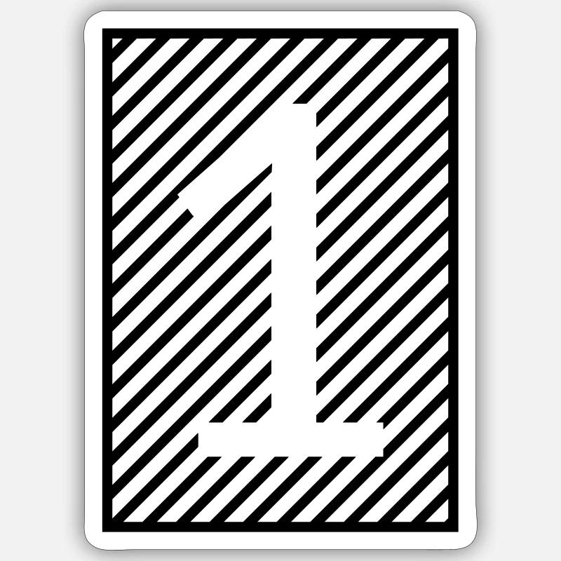 Numéro 1 - bandes encadrées - Sticker taille S (10 x 10 cm) - blanc mat