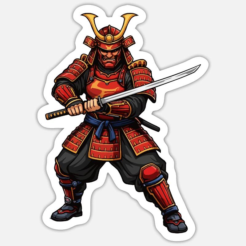 Samurai Warrior in Red - Sticker size S (10 x 10 cm) - white matte