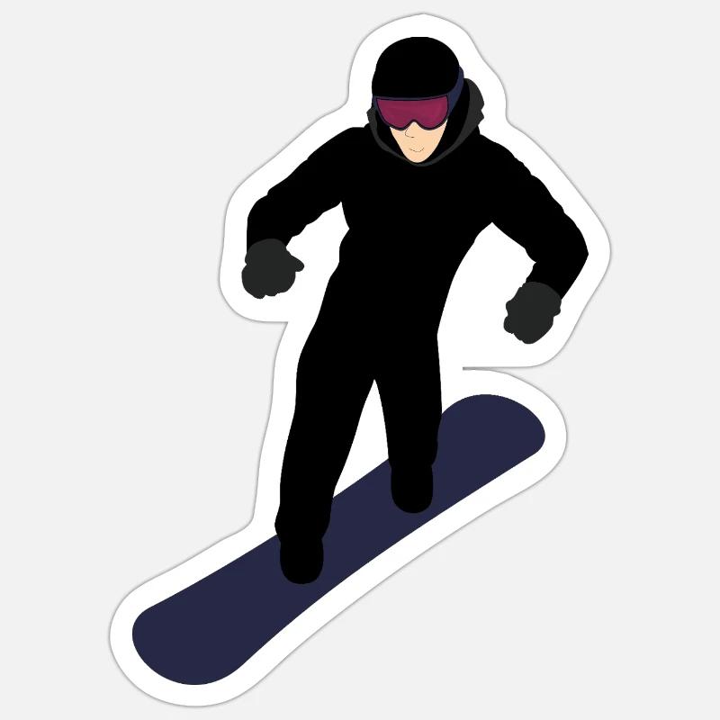 Dynamischer Snowboarder - Sticker Größe S (10 x 10 cm) - Mattweiß