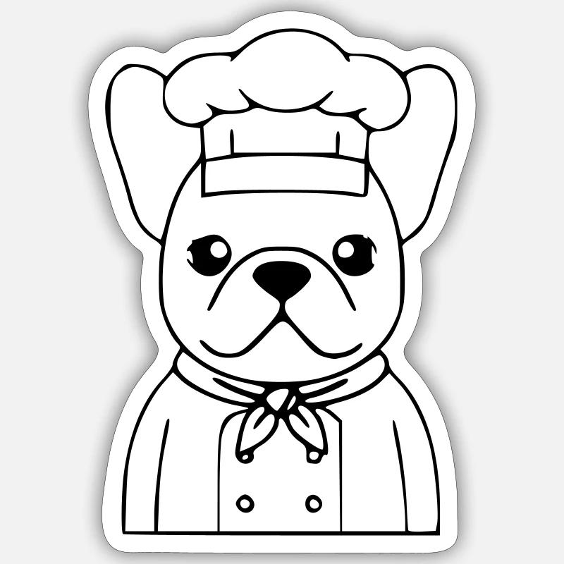 Frenchie Koch Bäcker Outline Sticker Größe S (10 x 10 cm)