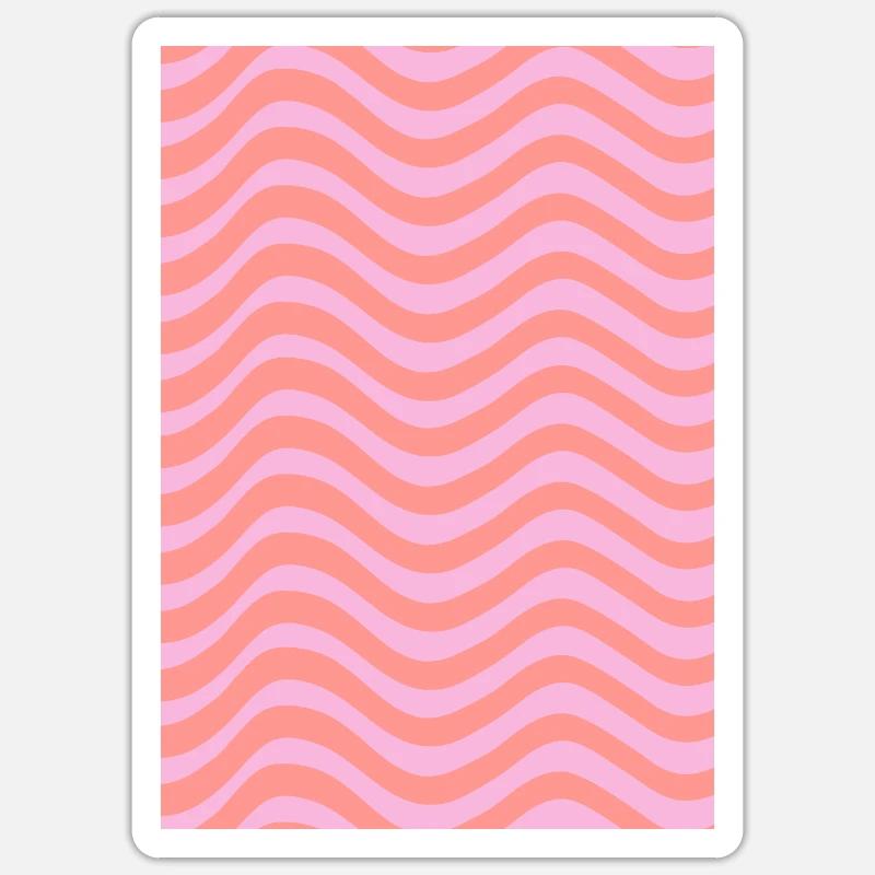Stripe Wave Pattern - Pink Customizable - Sticker size S (10 x 10 cm) - white matte