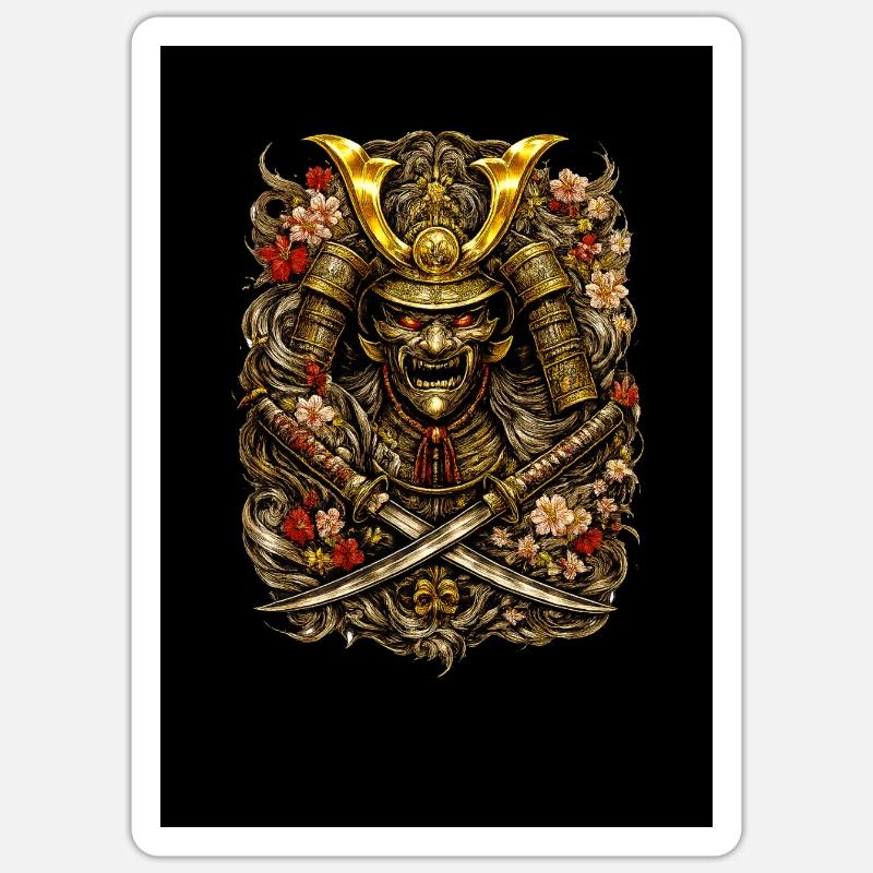 Samurai-Blütenhelm Sticker Größe S (10 x 10 cm)