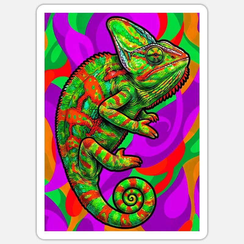 caméléon - Sticker taille S (10 x 10 cm) - blanc mat