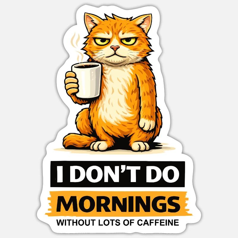 Morgen-Katzen-Kaffee-Einstellung Sticker Größe S (10 x 10 cm)