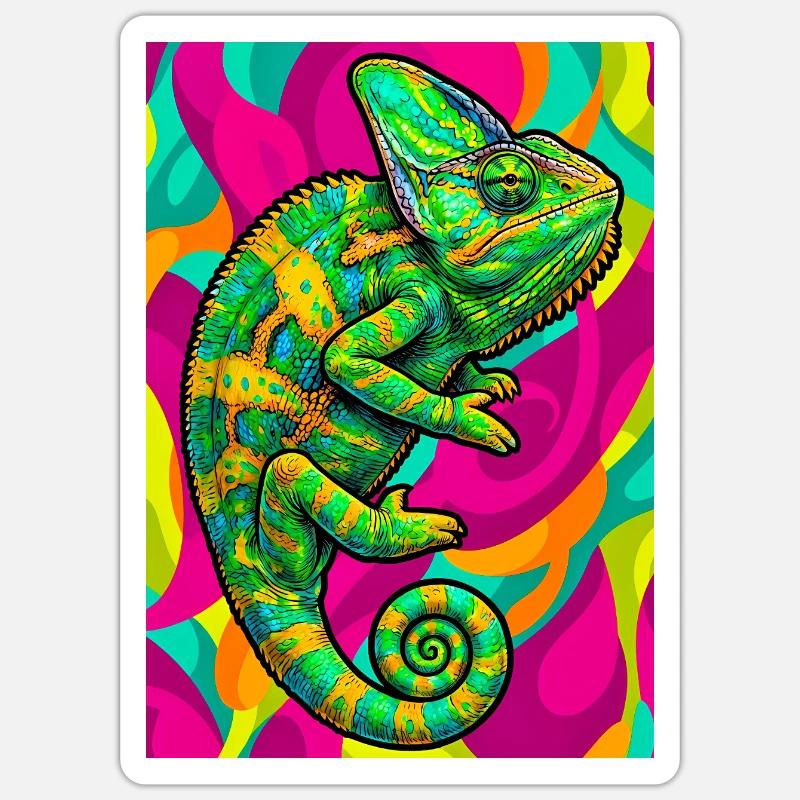 caméléon - Sticker taille S (10 x 10 cm) - blanc mat