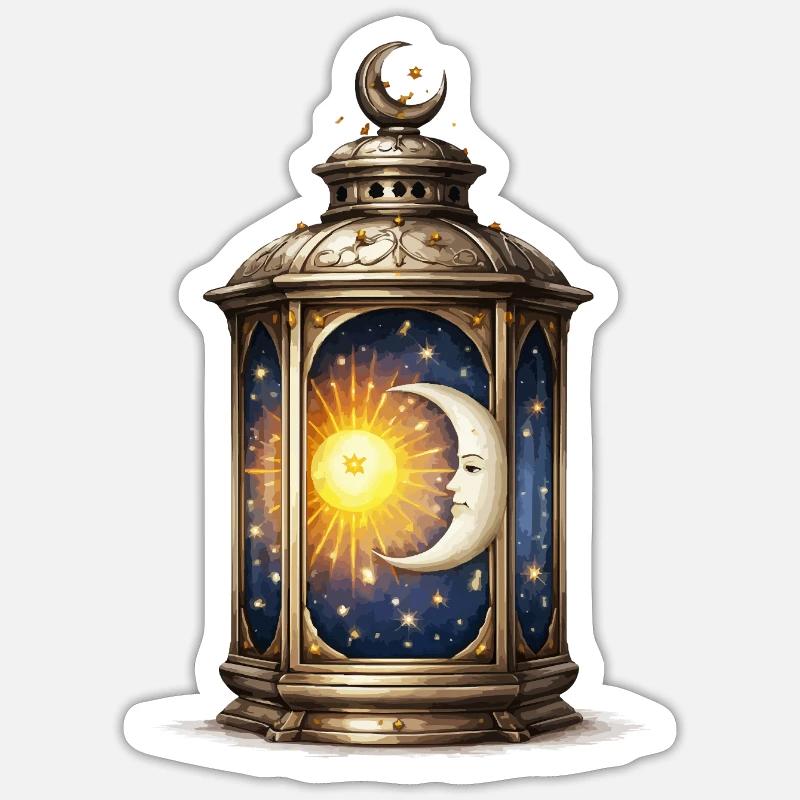 Sun Moon Lantern - Sticker size S (10 x 10 cm) - white matte