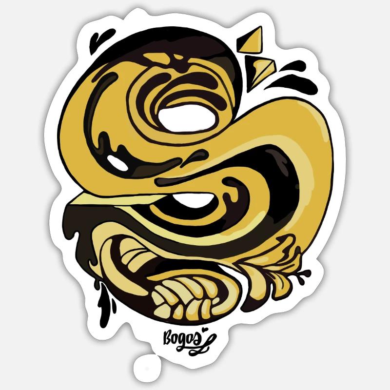 Serpent spiralé doré - Sticker taille S (10 x 10 cm) - blanc mat