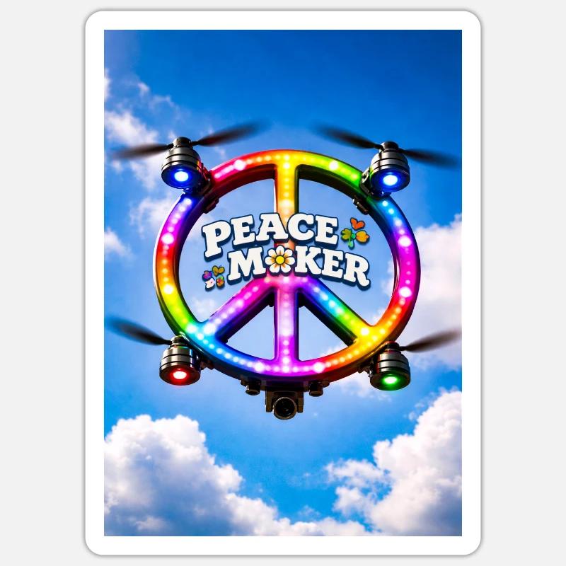 Friedensstifter Regenbogen-LED-Ring Sticker Größe S (10 x 10 cm)