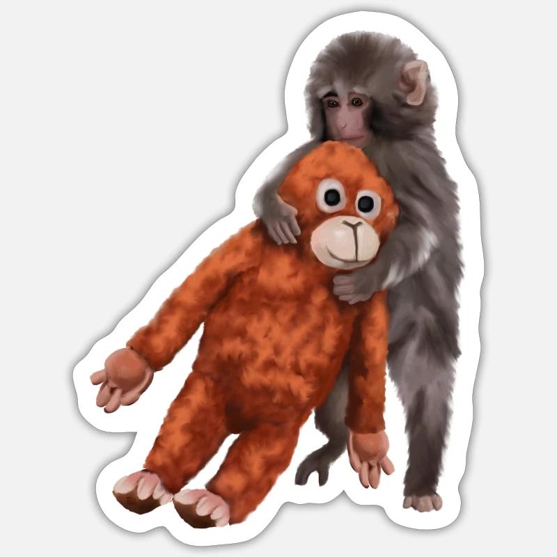 Punch Punch-Kun - Äffchen - Sticker Größe S (10 x 10 cm) - Mattweiß