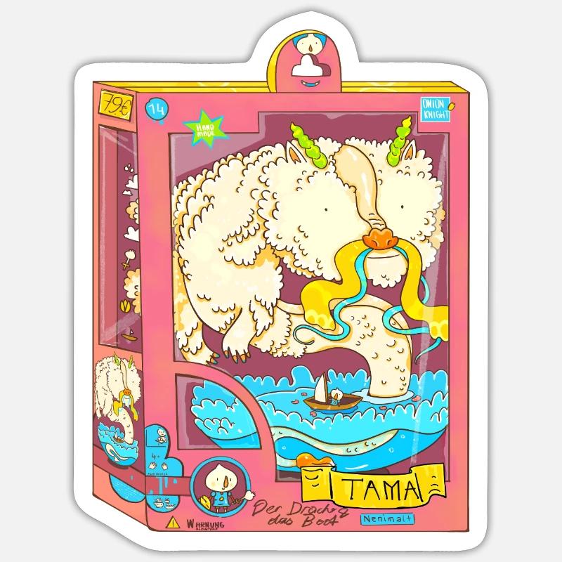Der Drache und das Boot - Sticker Größe S (10 x 10 cm) - Mattweiß