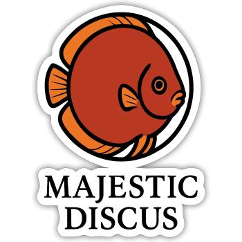 Majestätischer kreisförmiger Diskusfisch-Logo - Sticker Größe S (10 x 10 cm) - Mattweiß - Vorne