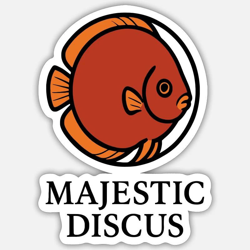 Logo Majestueux Poisson Discus Circulaire - Sticker taille S (10 x 10 cm) - blanc mat