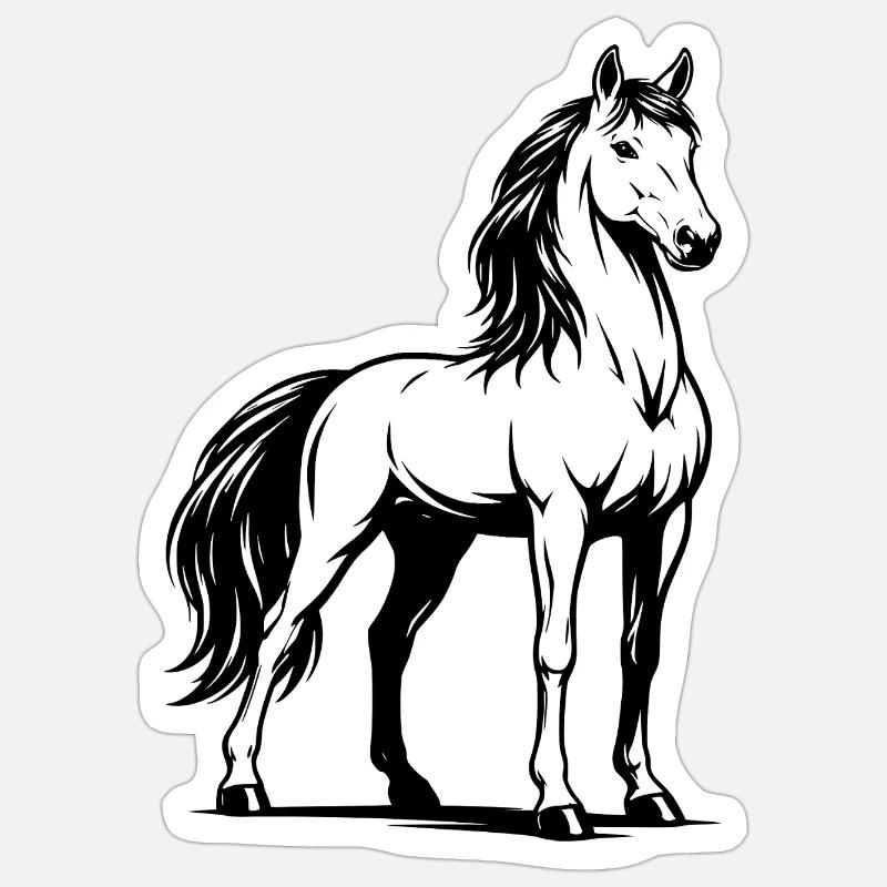 Pferd_stehend_Schwarz Sticker size S (10 x 10 cm)
