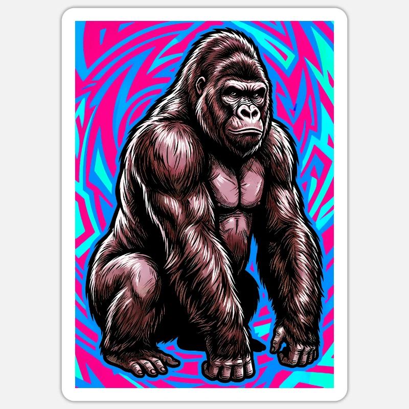 Gorilla - Sticker Größe S (10 x 10 cm) - Mattweiß