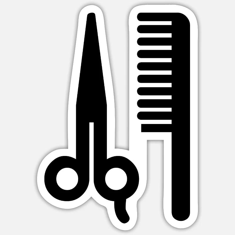 coiffeur - Sticker taille S (10 x 10 cm) - blanc mat