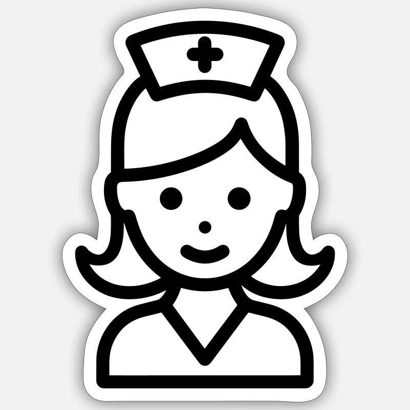 Krankenschwester - Sticker Größe S (10 x 10 cm) - Mattweiß
