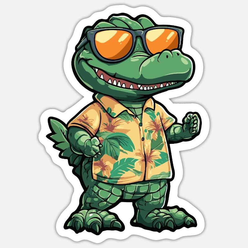 Vacances à Aligator Comic - Sticker taille S (10 x 10 cm) - blanc mat