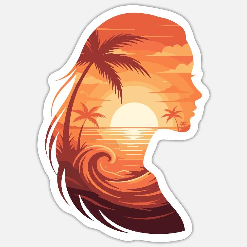 Sunset silhouette profile - Sticker size S (10 x 10 cm) - white matte