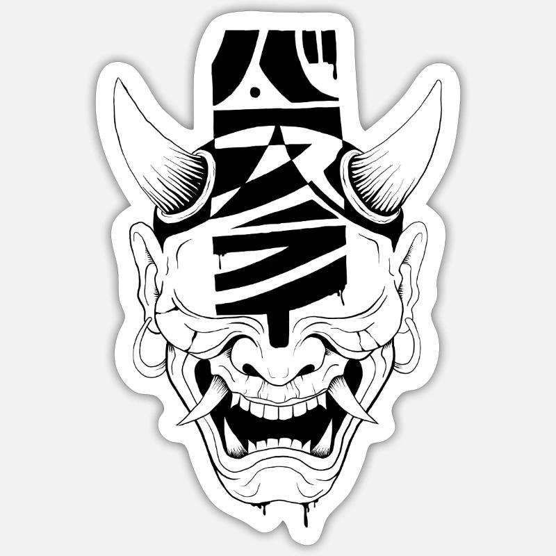 Masque de démon Sticker taille S (10 x 10 cm)