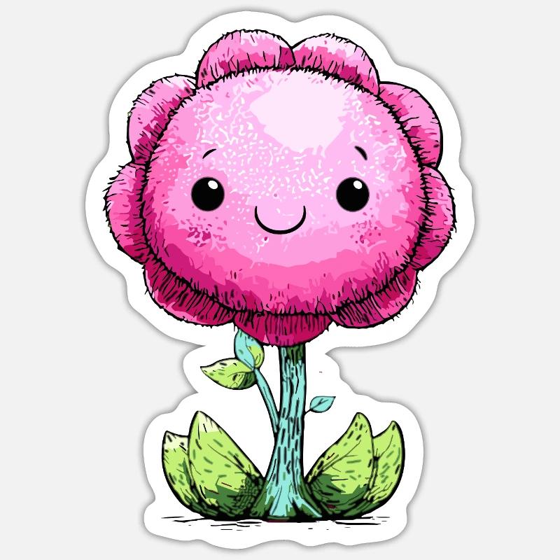 Visage de fleur rose câlin - Sticker taille S (10 x 10 cm) - blanc mat
