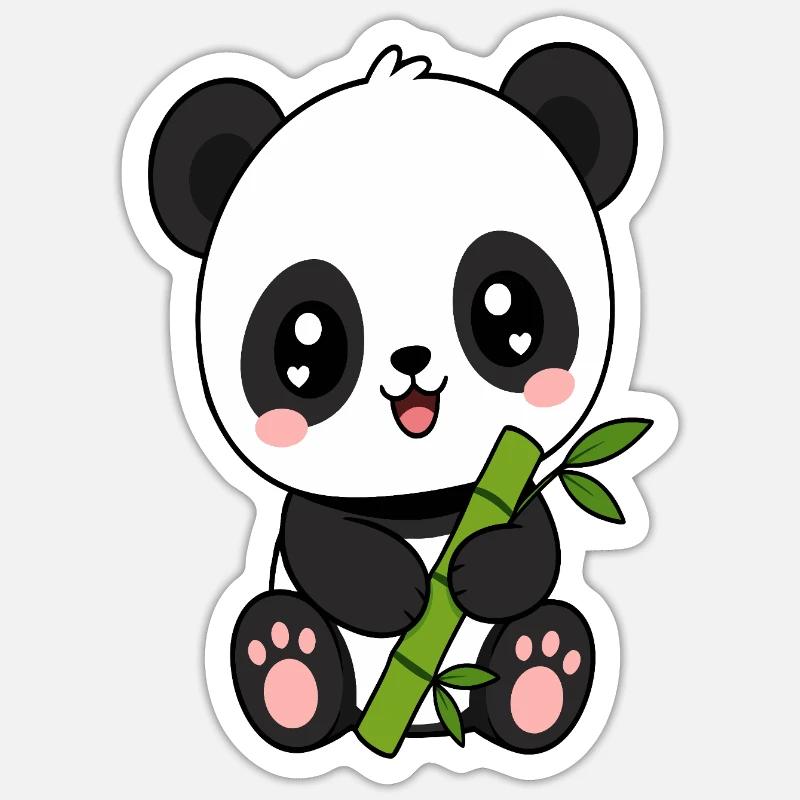 Panda Bamboo Charm - Sticker size S (10 x 10 cm) - white matte