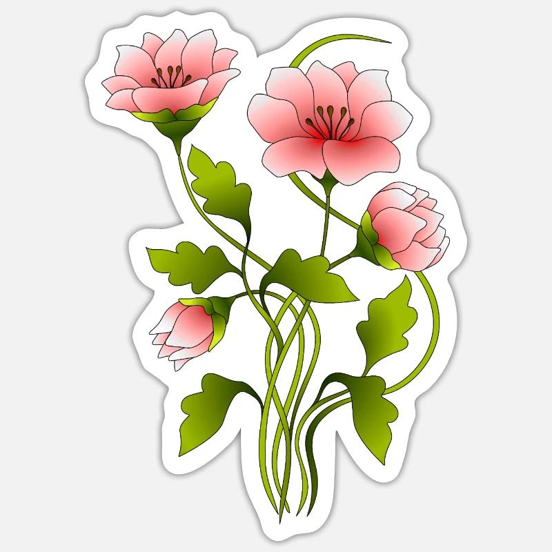 Fleur - Sticker taille S (10 x 10 cm) - blanc mat