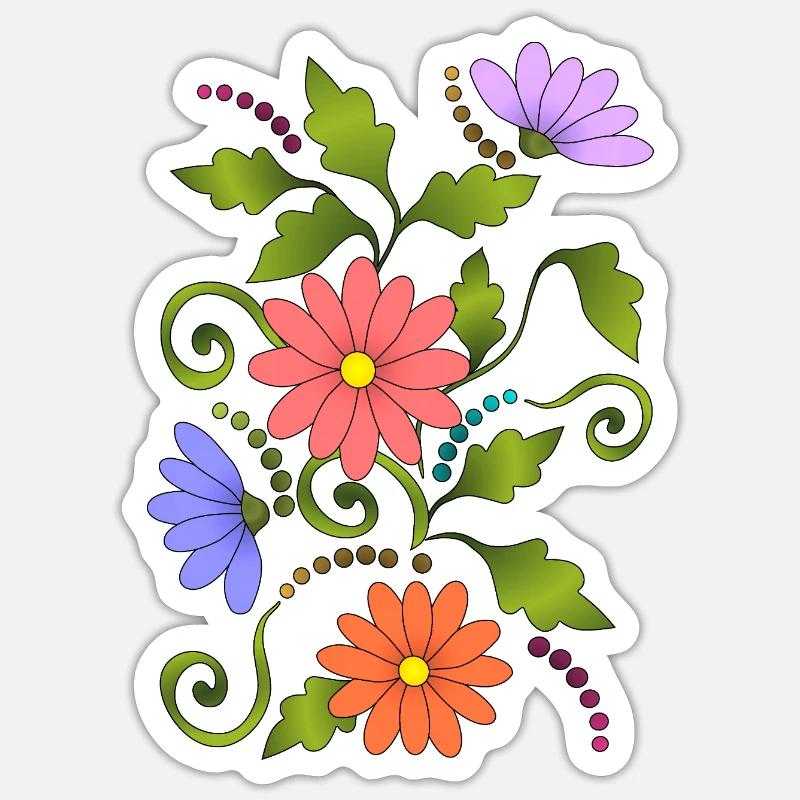 Blumen - Sticker Größe S (10 x 10 cm) - Mattweiß