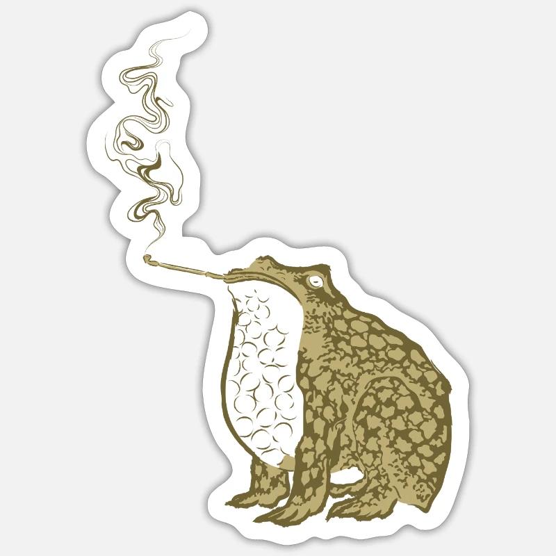 Fumée de grenouille japonaise funky - Sticker taille S (10 x 10 cm) - blanc mat