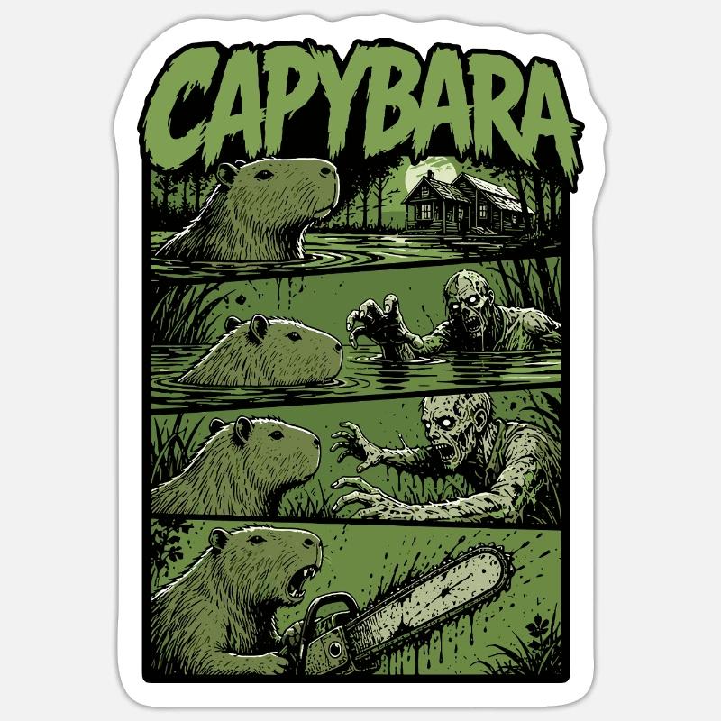 Capybara du Marais Zombie - Sticker taille S (10 x 10 cm) - blanc mat