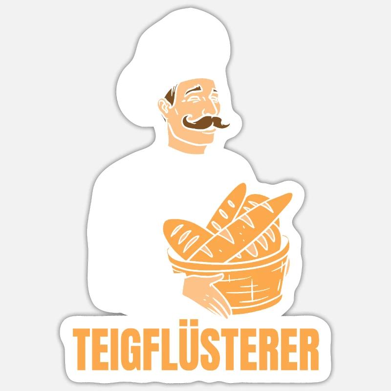Bäcker Brotkorb Bäckermütze Teigflüsterer - Sticker Größe S (10 x 10 cm) - Mattweiß