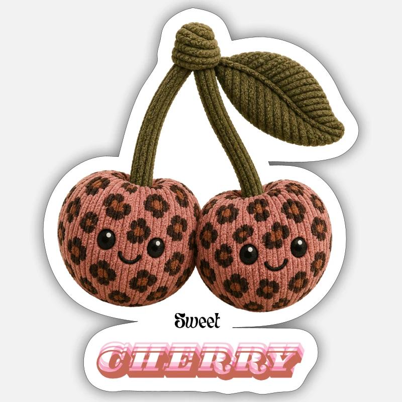 Leopard Cherries Cuddle Duo - Sticker size S (10 x 10 cm) - white matte