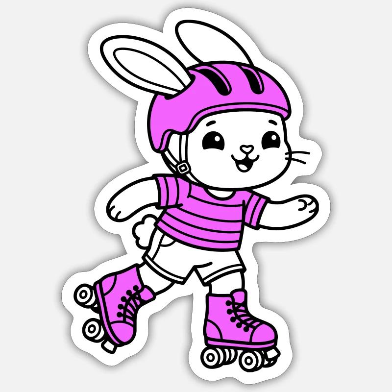 Fille patineuse à roulettes - Sticker taille S (10 x 10 cm) - blanc mat