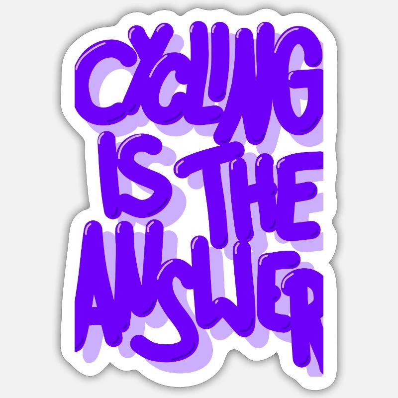 Cycling is the answer lila - Sticker Größe S (10 x 10 cm) - Mattweiß