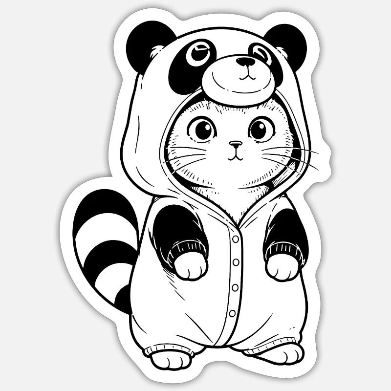 Sweat à capuche câlin Panda - Sticker taille S (10 x 10 cm) - blanc mat