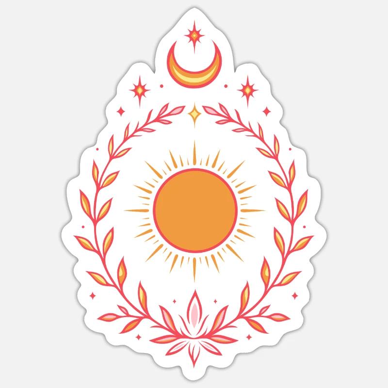 Midsummer Sun – Boho Litha Design - Sticker size S (10 x 10 cm) - white matte