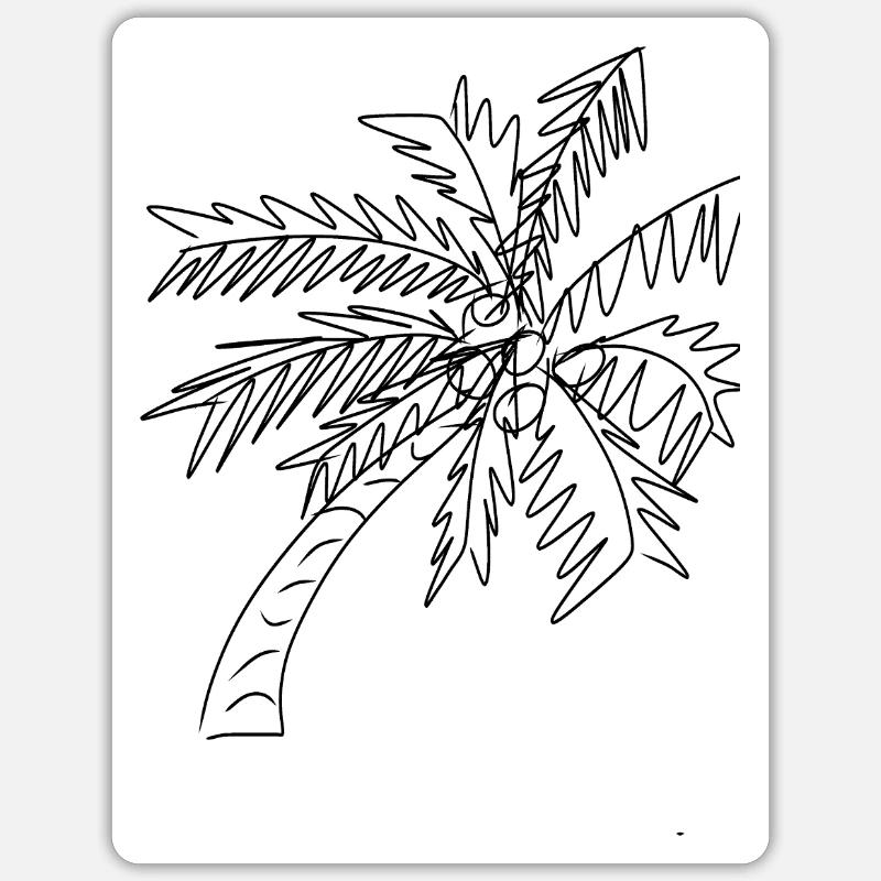 Palmier Cocotier  - Sticker taille S (10 x 10 cm) - blanc mat