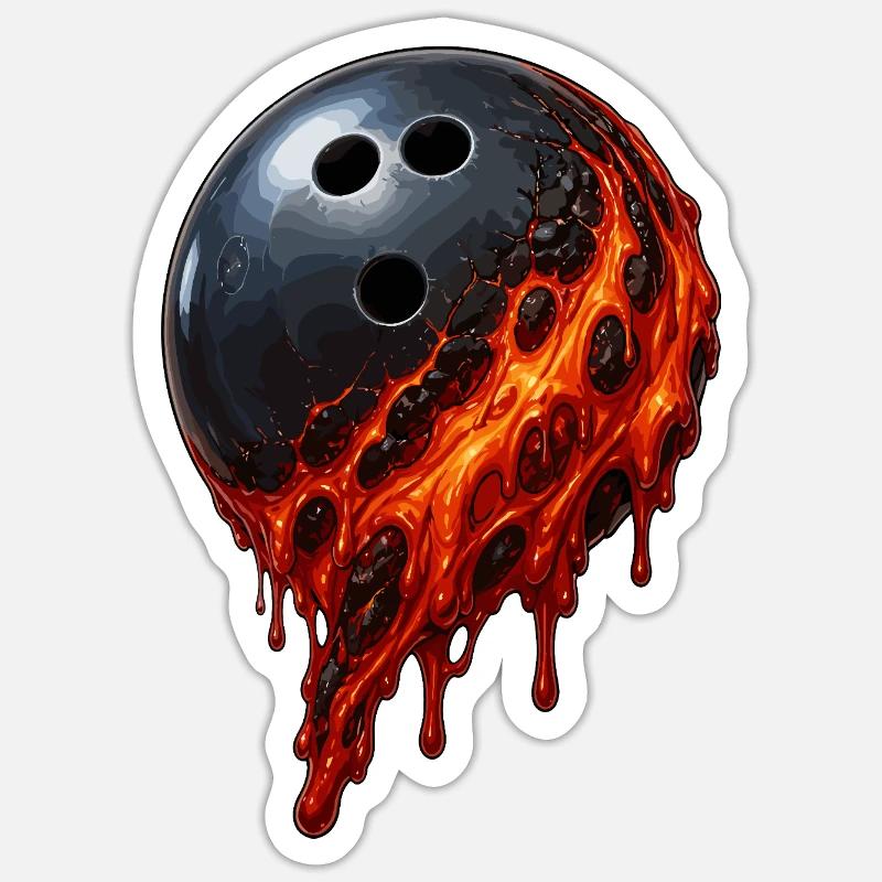 Boule de bowling en lave - Sticker taille S (10 x 10 cm) - blanc mat