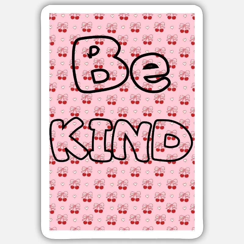 Be kind with cherry pattern - Sticker size S (10 x 10 cm) - white matte