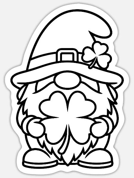 Süßer Zwerg mit Glücksklee - Sticker Größe S (10 x 10 cm) - Mattweiß