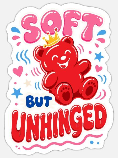 Soft but Unhinged – Süßer Gummibär - Sticker Größe S (10 x 10 cm) - Mattweiß