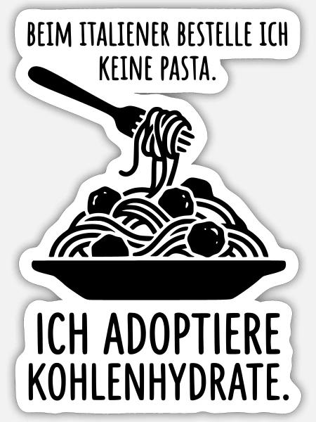 Spaghetti Pasta Kohlenhydrate Italienisch Essen - Sticker Größe S (10 x 10 cm) - Mattweiß