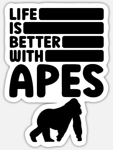 Affen Spruch Silhouette - Sticker Größe S (10 x 10 cm) - Mattweiß