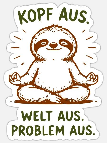 Langsamer Faultier Meditationsdesign - Sticker Größe S (10 x 10 cm) - Mattweiß