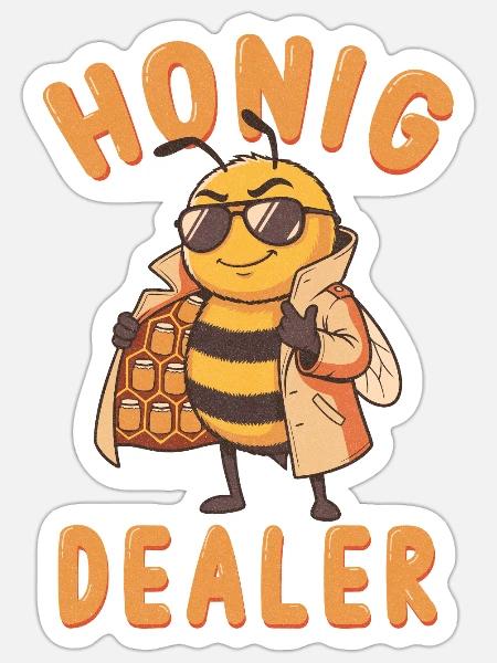 Honig Dealer Biene Imker Lustig - Sticker Größe S (10 x 10 cm) - Mattweiß