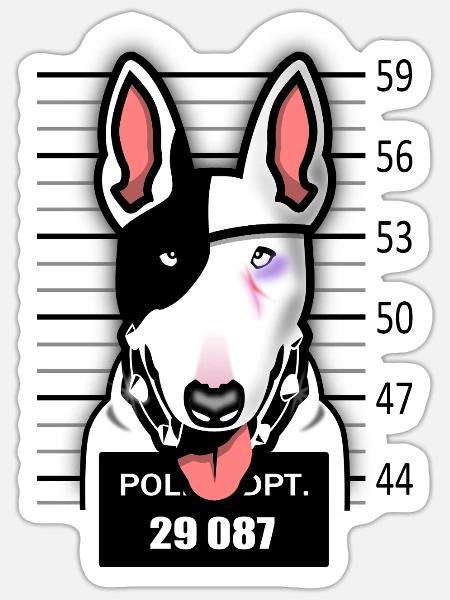 VERHAFTETER HUND - Sticker Größe S (10 x 10 cm) - Mattweiß