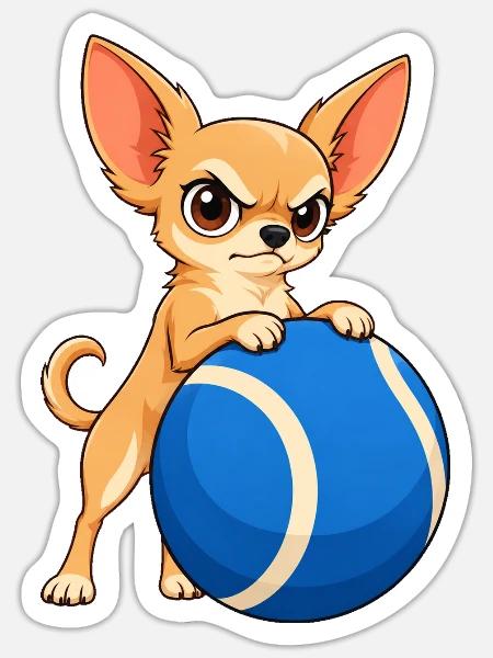 Chihuahua-Riesen-Tennisball - Sticker Größe S (10 x 10 cm) - Mattweiß