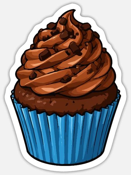 Kakao Cupcake mit Schoko Topping - Sticker Größe S (10 x 10 cm) - Mattweiß
