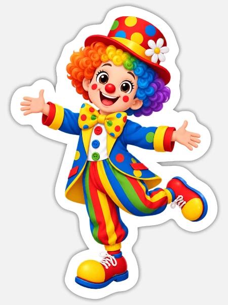 Karneval Bunt clown Kostüm Illustration - Sticker Größe S (10 x 10 cm) - Mattweiß